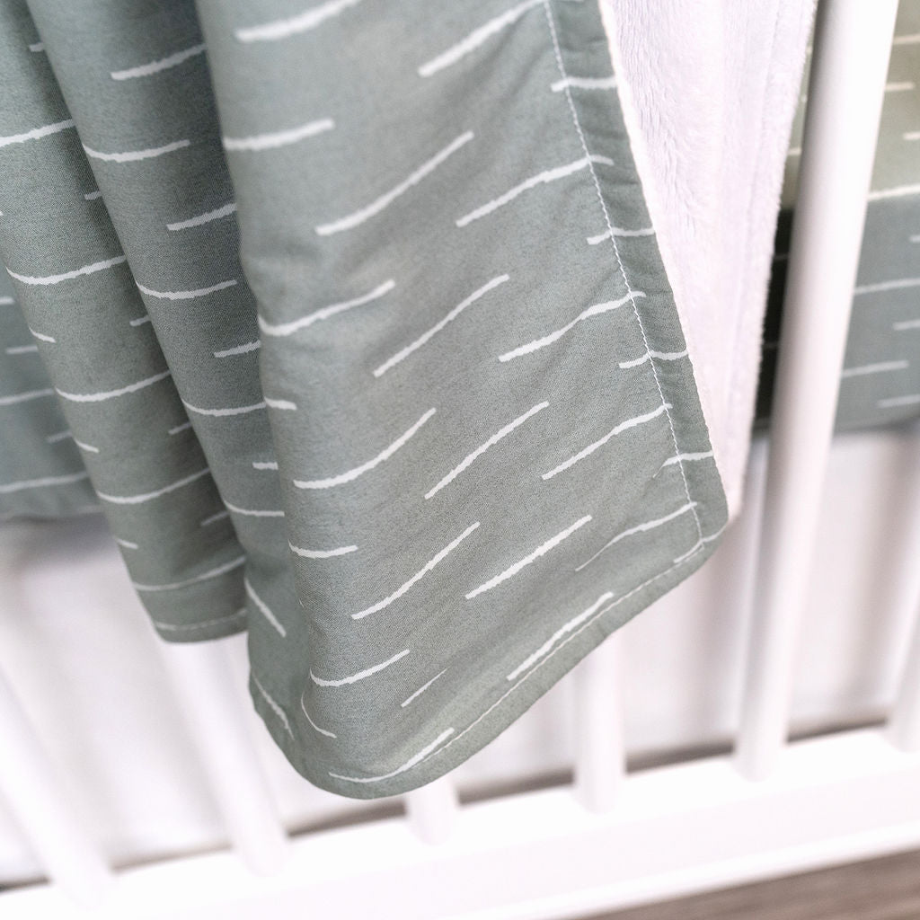 Baby Fingers in Chalk - Blue Baby Blanket - White Dashes on Slate - Olli+Lime